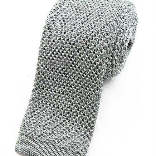 Cravate tricot gris clair - mariage / cadeau