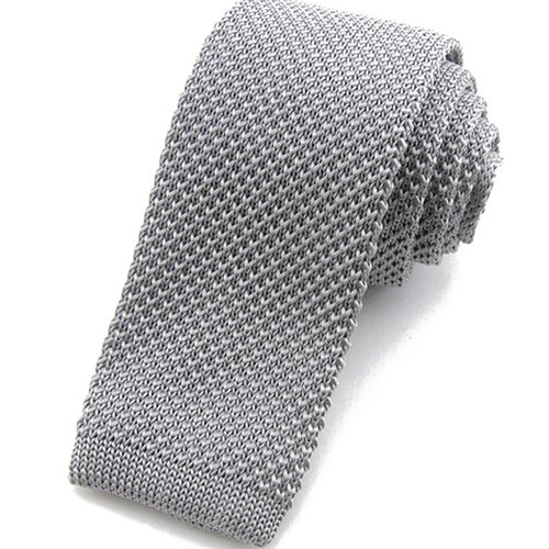Cravate tricot gris argent - accessoire mariage / ville / bureau /  idée cadeau