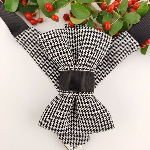 Noeud papillon vertical pied de poule - cravate originale, mariage, cérémonie
