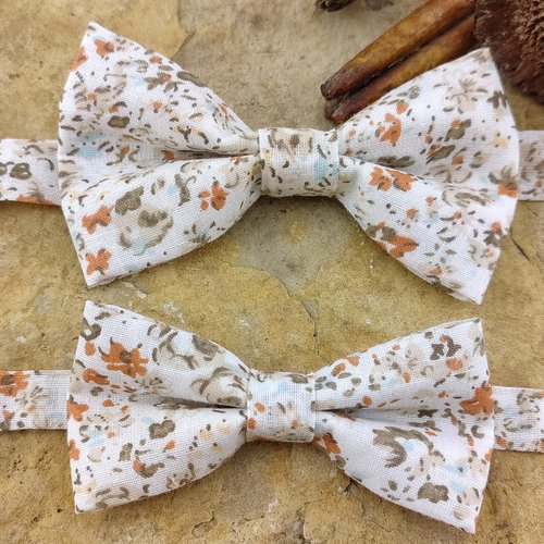 Noeud papillon homme, enfant, bébé, boutons de manchette liberty terracotta - mariage