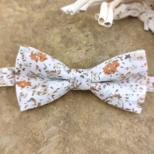 Noeud papillon double adulte, enfant, bébé, boutons de manchette fleurs terracotta - mariage