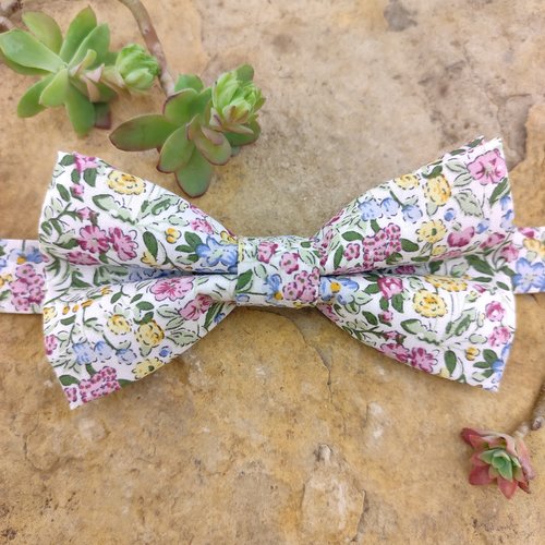 Noeud papillon double adulte, enfant, bébé, boutons de manchette fleurs liberty - mariage