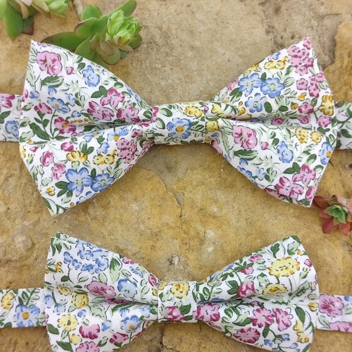 Noeud papillon adulte, enfant, bébé, boutons de manchette fleurs liberty - mariage