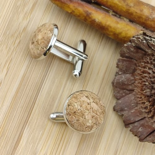 Boutons de manchettes en liège - accessoire de chemise mariage, cérémonie, cadeau eco-responsable, bon pour la planète