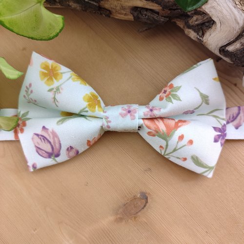 Noeud papillon vert tendre à fleurs - pochette costume / boutons de manchette - accessoire homme / bébé / enfant / ado mariage