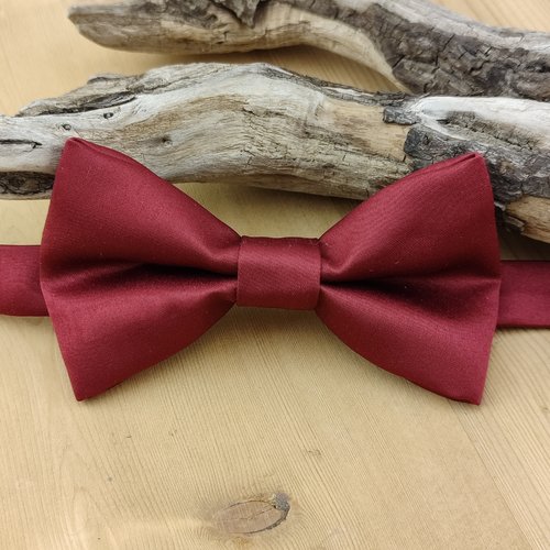 Noeud papillon bordeaux en satin duchesse - homme/bébé/enfant, pochette costume, boutons de manchette - accessoire mariage, céremonie
