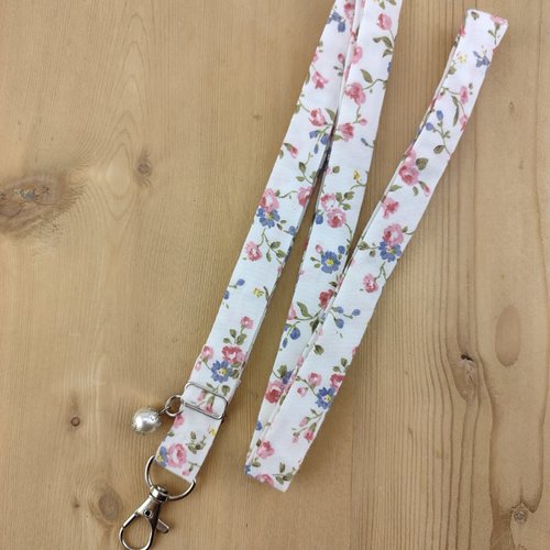 Cordon téléphone rose et bleu - tour de cou, dragonne, lanière, corde tissu pour portable, porte clés badge, idée cadeau