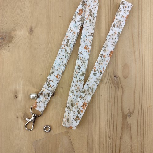 Cordon téléphone liberty terracotta - tour de cou, dragonne, lanière, corde, lien portable, porte clés badge, idée cadeau femme, fille