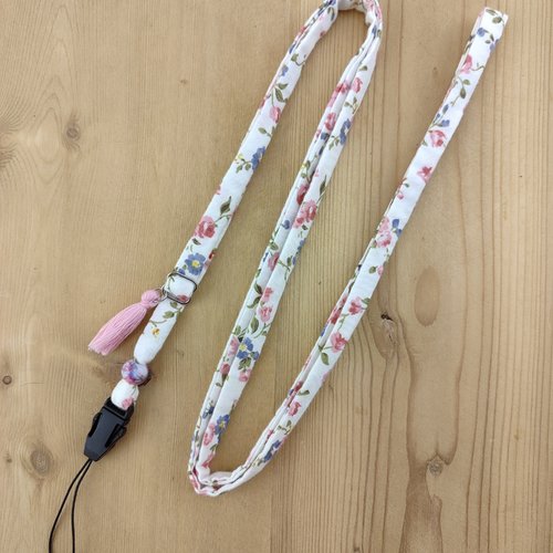 Cordon téléphone avec clip - tour de cou, dragonne, lanière, corde tissu pour portable, porte clés badge, idée cadeau