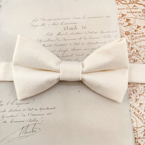 Noeud papillon uni couleur ivoire, homme, bébé, enfant, ado - mariage, communion, baptême, cérémonie - accessoire marié