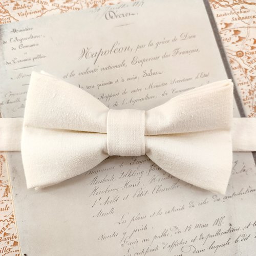 Noeud papillon ivoire double-nœud pour homme, bébé, enfant, ado - mariage, communion, baptême, cérémonie - accessoire marié