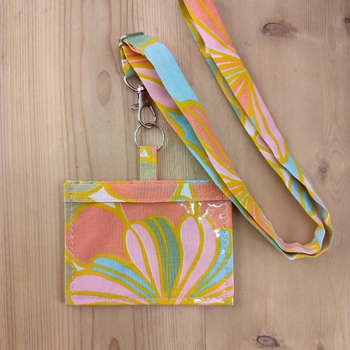 Etui porte badge avec/sans tour de cou, orange, rose, violet - protection carte de visite professionnelle, infirmière, scolaire