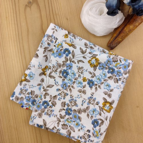 Pochette costume florale bleue - pour adulte et/ou enfant - mouchoir de poche mariage, cérémonie, anniversaire, fêtes, cadeaux