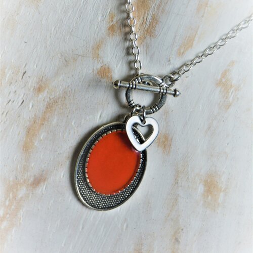 Collier lasso rouge onyx chaîne coulissante pendentif cœur argent collier y st valentin