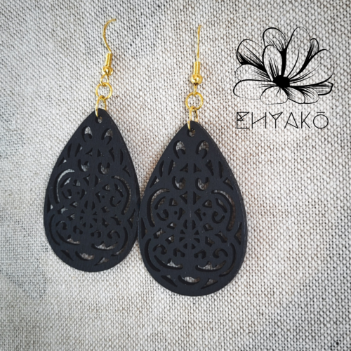 Boucles d'oreilles bois et acier inoxydables