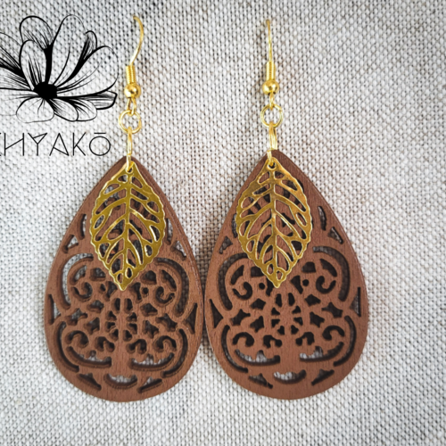 Boucles d'oreilles bois et acier inoxydables