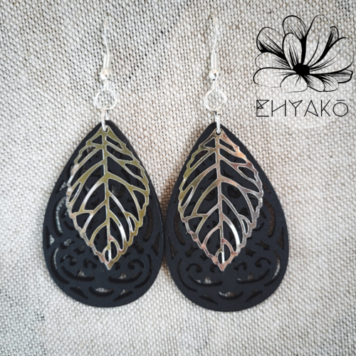 Boucles d'oreilles bois et acier inoxydables