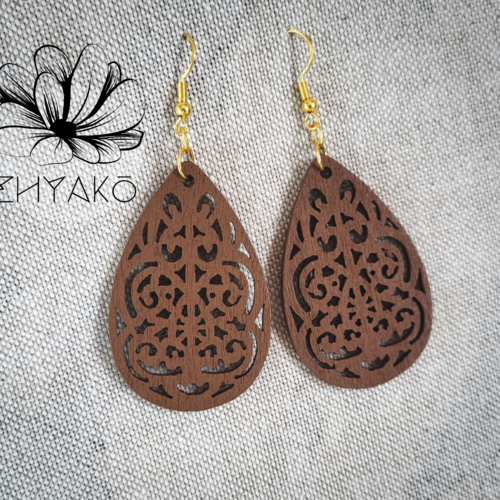 Boucles d'oreilles bois et acier inoxydables