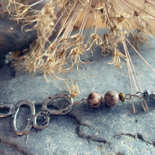 Bracelet perles naturelles anthracite/marron
