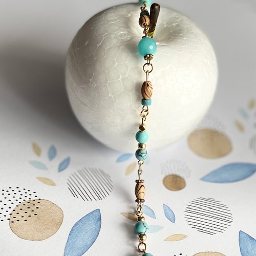 Bracelet perles turquoise et bois