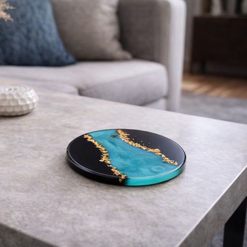 Dessous de verre résine glow – rivière saphir – collection rivière élégante