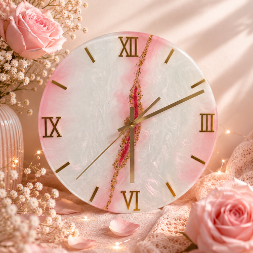 Horloge murale 27 cm – collection éclats de tendresse – aube rosée