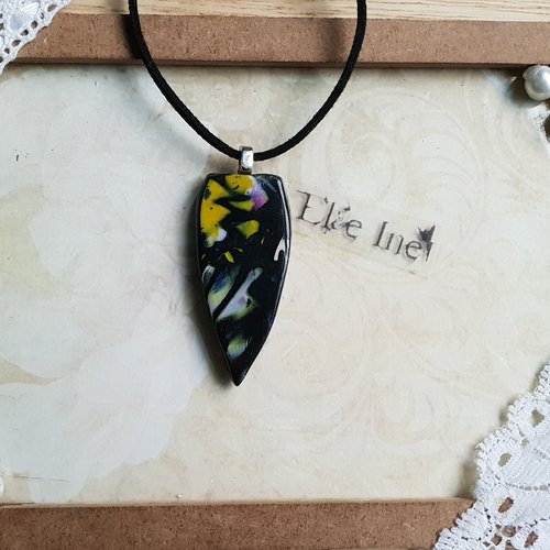 Collier pendentif tag reversible en polymère