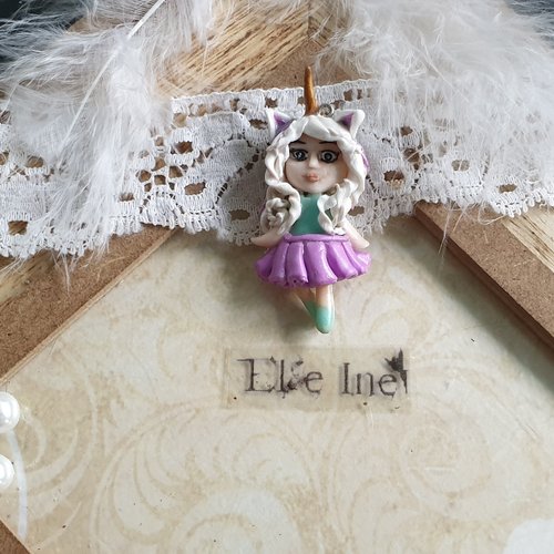Pendentif chibi "licorne" en polymère
