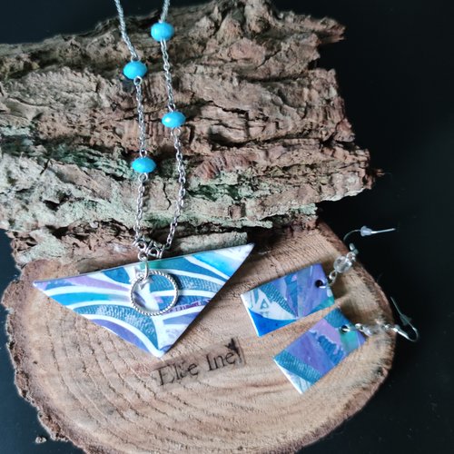 Collier mosaïque triangle en polymère