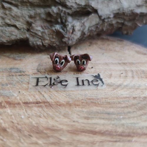 Boucles d'oreilles puce chien en polymère