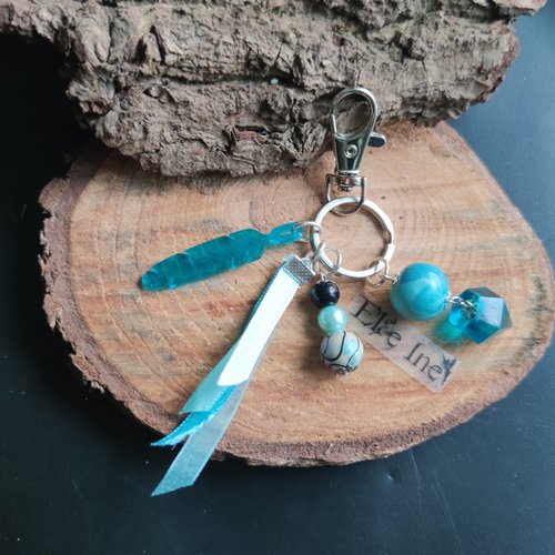 Bijoux pour sac à main plume et diamant turquoise en résine