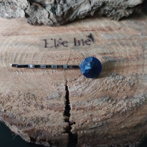 Épingle à cheveux en résine, diamant rond bleu foncé