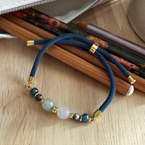 Bracelet réglable cordon torsadé & perles