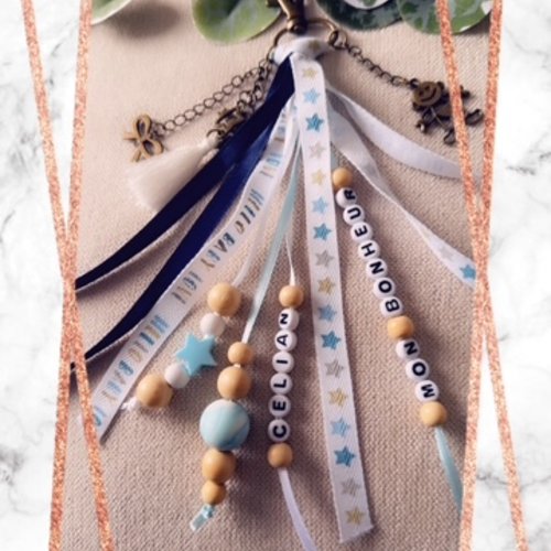 Porte clés / bijou de sac message "...mon bonheur"