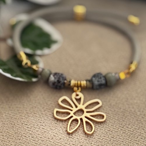 Bracelet réglable cordon torsadé & perles