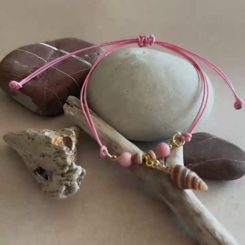 Bracelet réglable cordon & perles