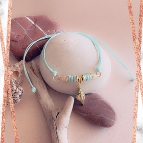 Bracelet réglable cordon & perles