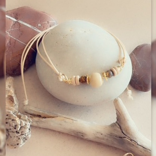 Bracelet réglable cordon & perles