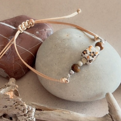 Bracelet réglable cordon & perles