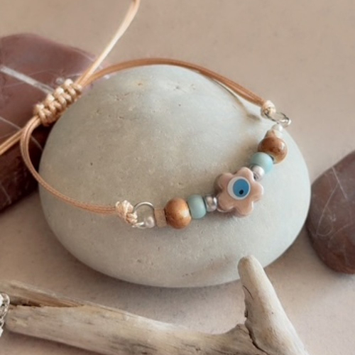 Bracelet réglable cordon & perles