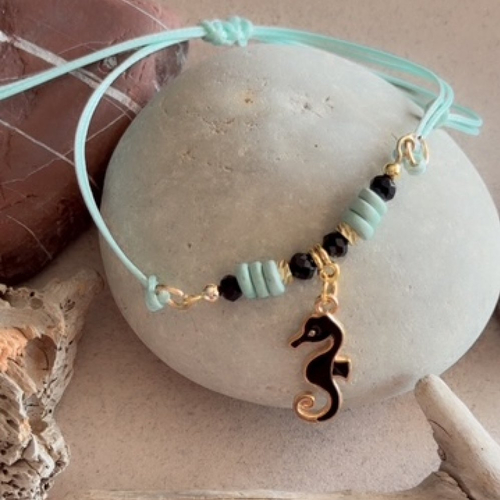 Bracelet réglable cordon & perles
