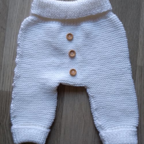 Pantalon , legging bébé style sarouel tricoté à la main , laine polyacrylique certifiée oeko-tex