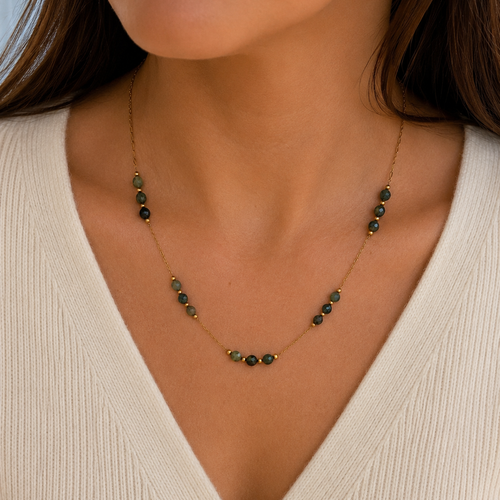 Collier tourmaline bleue - acier inoxydable 316l - eméria