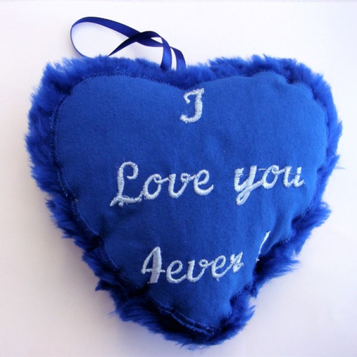 Coeur bleu peluche "i love you 4ever", coeur peluche kawaii, cadeau saint valentin, cadeau amoureux
