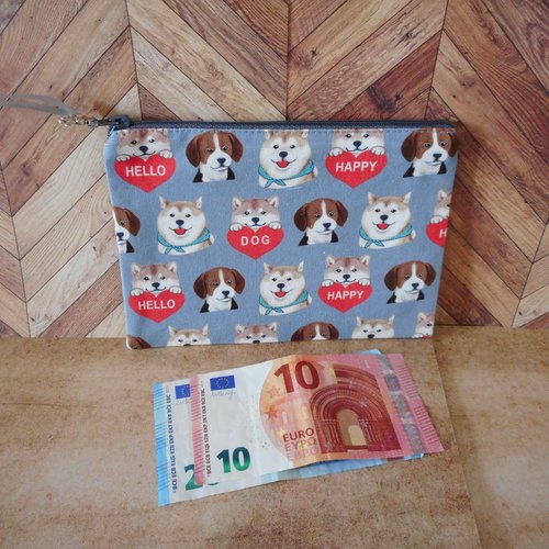Trousse chiens beagle et shiba inu, pochette rangement plate, cadeau homme femme, cadeau anniversaire fête mères pères