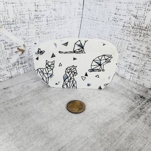Petit porte-monnaie, cadeau homme femme enfant, coton chats origamis fond blanc