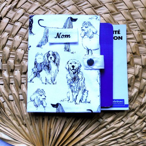 Protège carnet de santé pour chien, housse de passeport, dessins de chiens, nom brodé