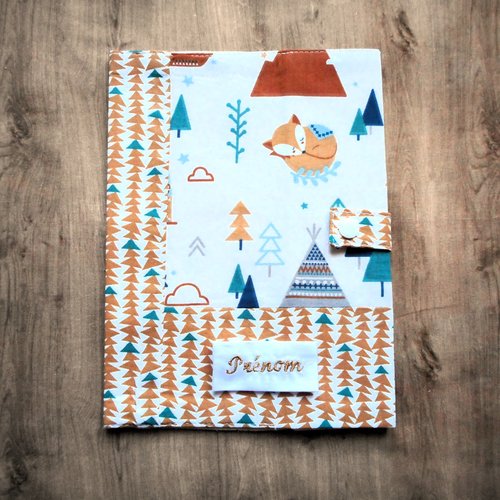 Protège carnet de santé bébé enfant, renards chouettes aventures, cadeau naissance bébé prénom, etui garçon fille