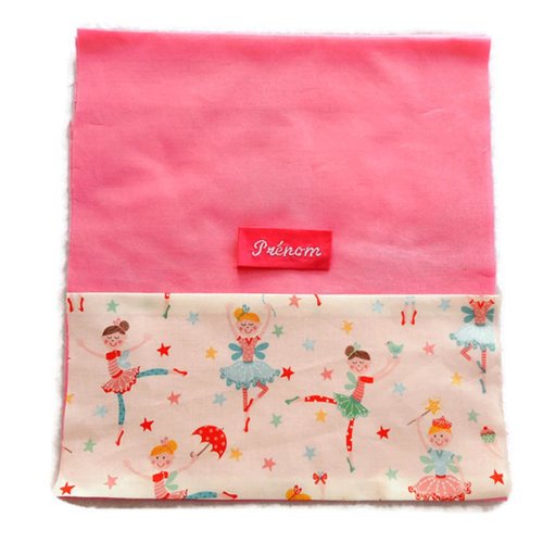 Pochon rangement ecole, danseuses en tutu, sac chaussons de danse, prénom brodé, sac fille, coton rose