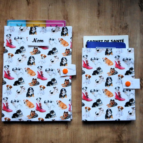 Protège carnet de santé pour chien, range ordonnance, etui passeport, des chiots et des chaussures, bouvier spitz, bouledogue, nom brodé